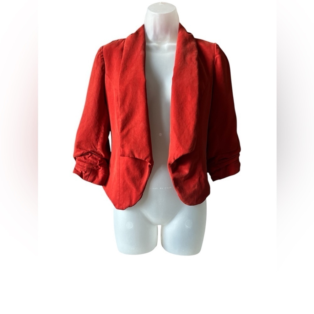Cartonnier by Anthropologie Ladies Red Orange Open Front Blazer Size 4